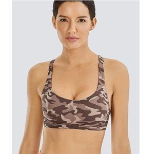 *NEW* CRZ YOGA Women's Strappy Padded Sports Bra with Cross Back - Camo, Sz XS
